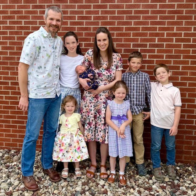 Donald Indermuehle with his wife Rebecca and their six children